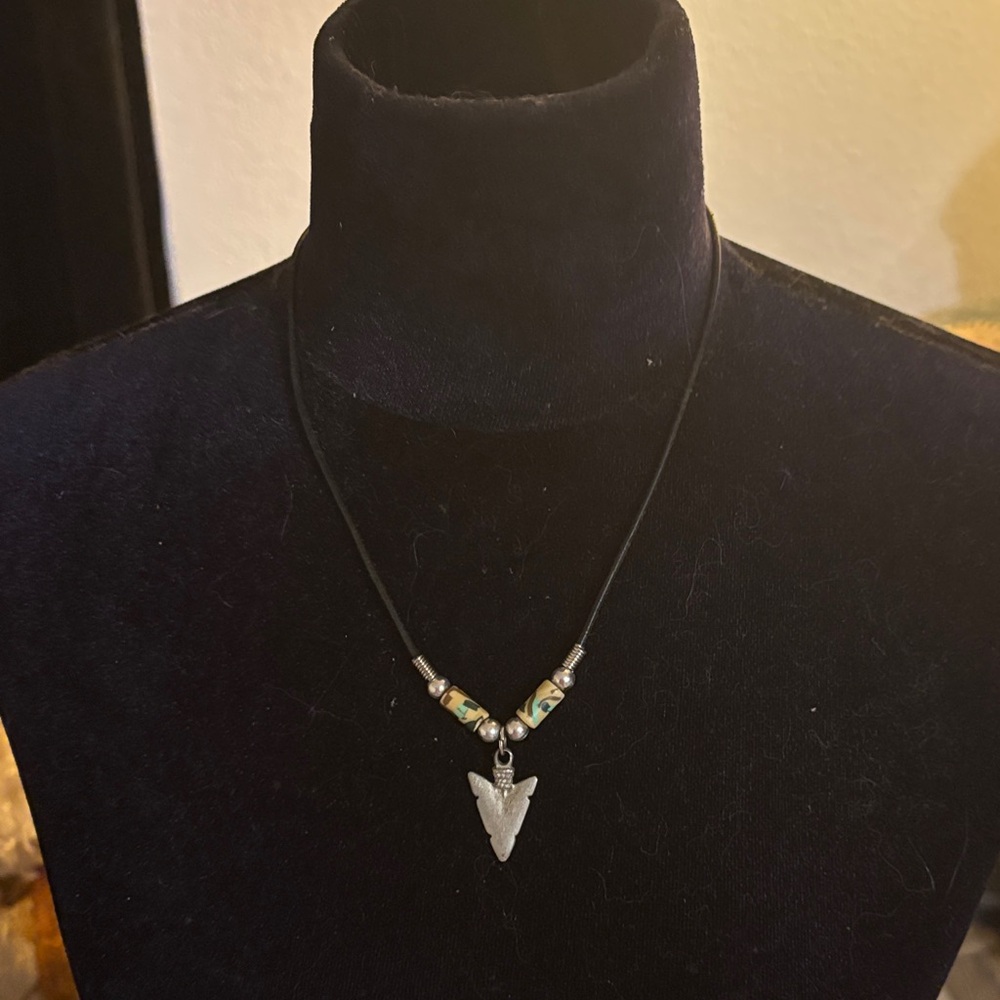 Arrowhead Pendant With Patterned Beads